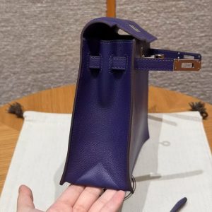 Hermes Kelly Danse 22 Bag Handmade In Evercolor Calfskin Leather Silver Hardware 9k lris - Image 13