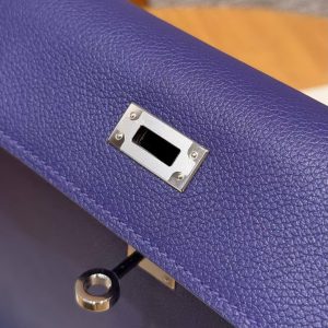 Hermes Kelly Danse 22 Bag Handmade In Evercolor Calfskin Leather Silver Hardware 9k lris - Image 10