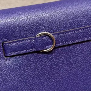 Hermes Kelly Danse 22 Bag Handmade In Evercolor Calfskin Leather Silver Hardware 9k lris - Image 9
