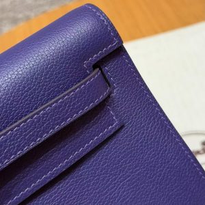Hermes Kelly Danse 22 Bag Handmade In Evercolor Calfskin Leather Silver Hardware 9k lris - Image 8