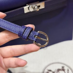 Hermes Kelly Danse 22 Bag Handmade In Evercolor Calfskin Leather Silver Hardware 9k lris - Image 4