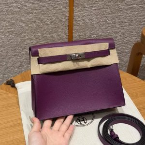 Hermes Kelly Danse 22 Bag Handmade In Evercolor Calfskin Leather Silver Hardware P9 Anemone