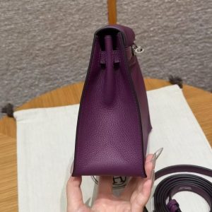 Hermes Kelly Danse 22 Bag Handmade In Evercolor Calfskin Leather Silver Hardware P9 Anemone - Image 17