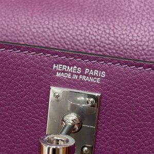 Hermes Kelly Danse 22 Bag Handmade In Evercolor Calfskin Leather Silver Hardware P9 Anemone - Image 14