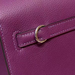 Hermes Kelly Danse 22 Bag Handmade In Evercolor Calfskin Leather Silver Hardware P9 Anemone - Image 7