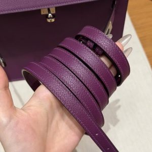 Hermes Kelly Danse 22 Bag Handmade In Evercolor Calfskin Leather Silver Hardware P9 Anemone - Image 6