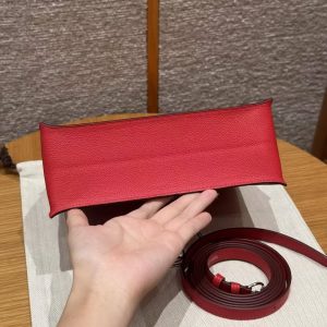 Hermes Kelly Danse 22 Bag Handmade In Evercolor Calfskin Leather Silver Hardware Q5 Rouge Casaque - Image 20