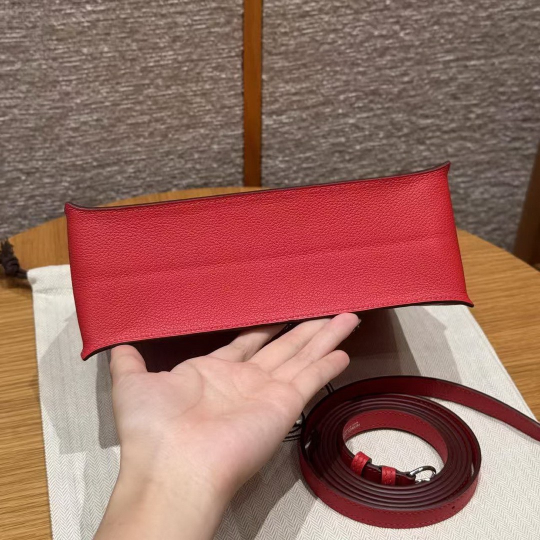 Hermes Kelly Danse 22 Bag Handmade In Evercolor Calfskin Leather Silver Hardware Q5 Rouge Casaque - Image 20