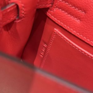 Hermes Kelly Danse 22 Bag Handmade In Evercolor Calfskin Leather Silver Hardware Q5 Rouge Casaque - Image 8