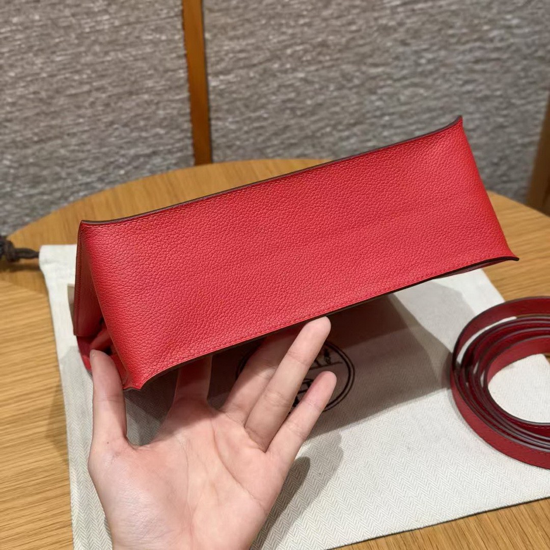 Hermes Kelly Danse 22 Bag Handmade In Evercolor Calfskin Leather Silver Hardware S3 Rouge Coeur - Image 18