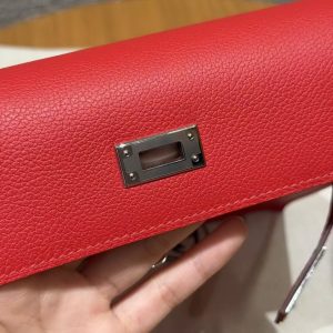 Hermes Kelly Danse 22 Bag Handmade In Evercolor Calfskin Leather Silver Hardware S3 Rouge Coeur - Image 10