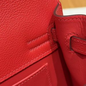 Hermes Kelly Danse 22 Bag Handmade In Evercolor Calfskin Leather Silver Hardware S3 Rouge Coeur - Image 9