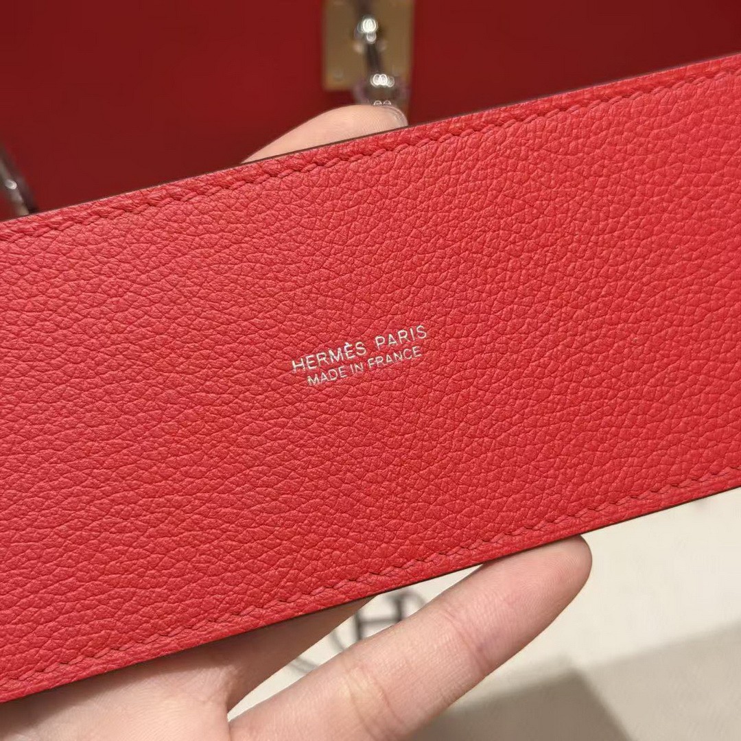 Hermes Kelly Danse 22 Bag Handmade In Evercolor Calfskin Leather Silver Hardware S3 Rouge Coeur - Image 8