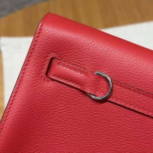 Hermes Kelly Danse 22 Bag Handmade In Evercolor Calfskin Leather Silver Hardware S3 Rouge Coeur - Image 6