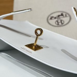 Hermes Kelly Danse 22 Bag Handmade In Swift Calfskin Leather Gold Hardware 01 Blanc - Image 16