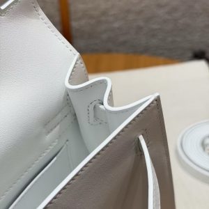 Hermes Kelly Danse 22 Bag Handmade In Swift Calfskin Leather Gold Hardware 01 Blanc - Image 11