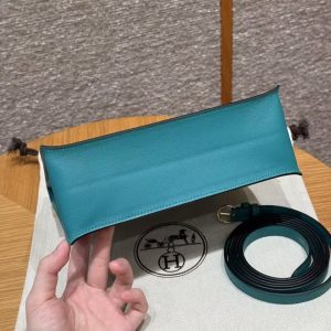 Hermes Kelly Danse 22 Bag Handmade In Swift Calfskin Leather Gold Hardware 7F Blue Paon - Image 16
