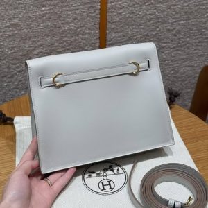 Hermes Kelly Danse 22 Bag Handmade In Swift Calfskin Leather Gold Hardware 80 Pearl Gray - Image 2