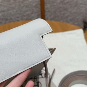 Hermes Kelly Danse 22 Bag Handmade In Swift Calfskin Leather Gold Hardware 80 Pearl Gray - Image 16