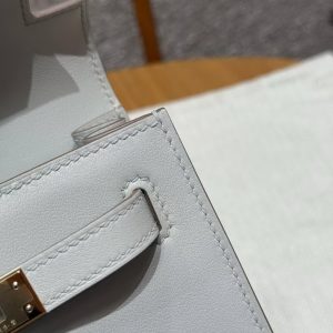 Hermes Kelly Danse 22 Bag Handmade In Swift Calfskin Leather Gold Hardware 80 Pearl Gray - Image 14