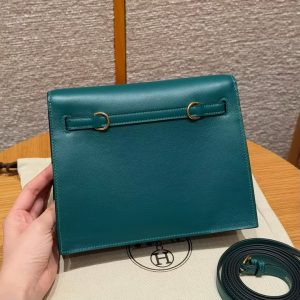 Hermes Kelly Danse 22 Bag Handmade In Swift Calfskin Leather Gold Hardware W0 Vert Bosphore - Image 2