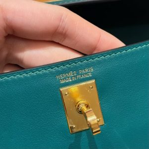 Hermes Kelly Danse 22 Bag Handmade In Swift Calfskin Leather Gold Hardware W0 Vert Bosphore - Image 14