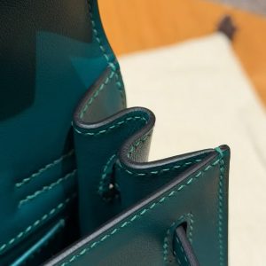 Hermes Kelly Danse 22 Bag Handmade In Swift Calfskin Leather Gold Hardware W0 Vert Bosphore - Image 8