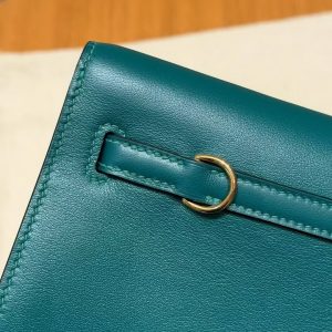 Hermes Kelly Danse 22 Bag Handmade In Swift Calfskin Leather Gold Hardware W0 Vert Bosphore - Image 7