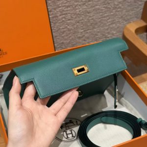 Hermes Kelly Danse 22 Bag Handmade In Swift Calfskin Leather Gold Hardware z6 Makachite - Image 10