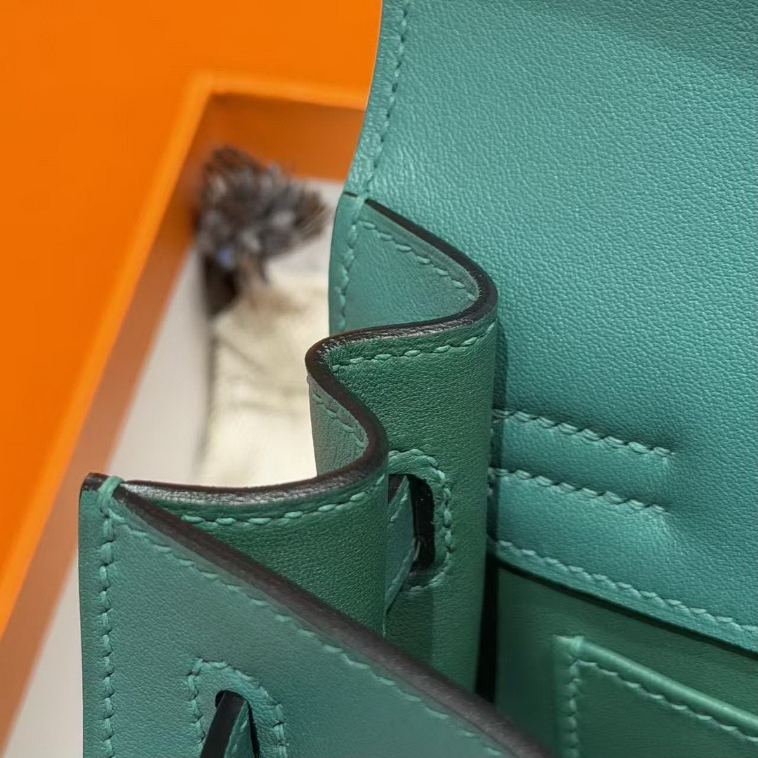 Hermes Kelly Danse 22 Bag Handmade In Swift Calfskin Leather Gold Hardware z6 Makachite - Image 9