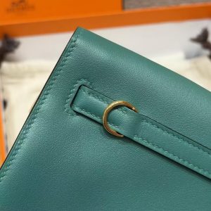 Hermes Kelly Danse 22 Bag Handmade In Swift Calfskin Leather Gold Hardware z6 Makachite - Image 4