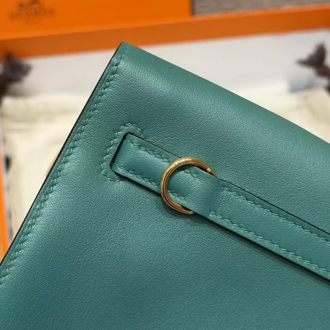 Hermes Kelly Danse 22 Bag Handmade In Swift Calfskin Leather Gold Hardware z6 Makachite - Image 4