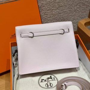 Hermes Kelly Danse 22 Bag Handmade In Swift Calfskin Leather Silver Hardware 09 Mauve Pale - Image 2