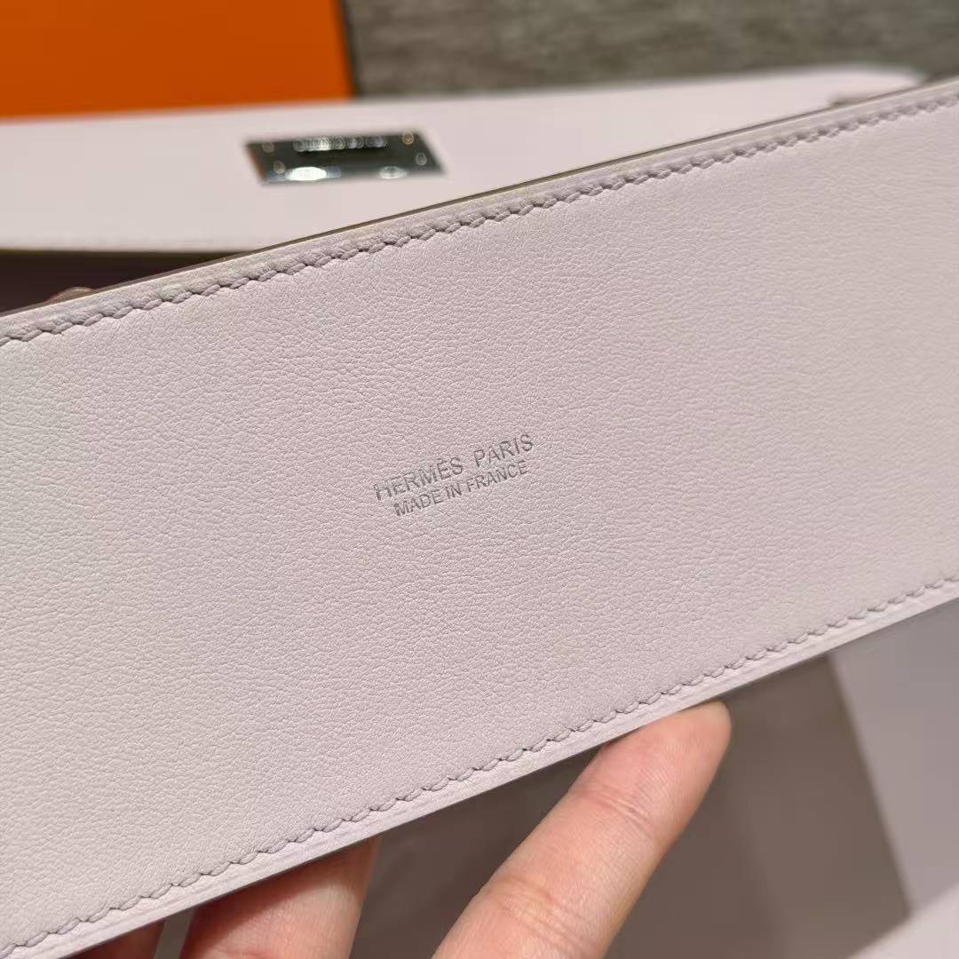 Hermes Kelly Danse 22 Bag Handmade In Swift Calfskin Leather Silver Hardware 09 Mauve Pale - Image 12