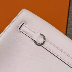 Hermes Kelly Danse 22 Bag Handmade In Swift Calfskin Leather Silver Hardware 09 Mauve Pale - Image 5