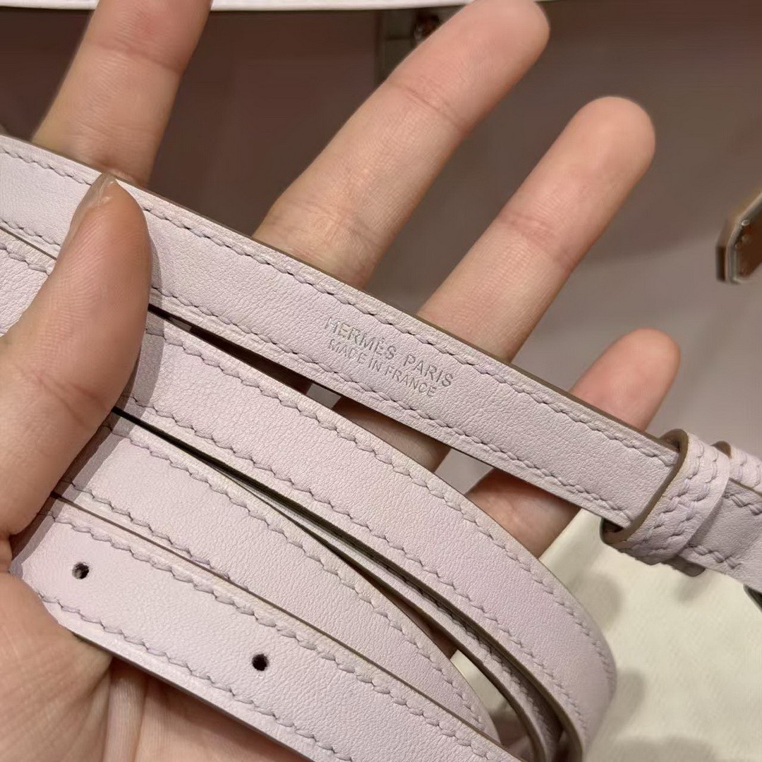 Hermes Kelly Danse 22 Bag Handmade In Swift Calfskin Leather Silver Hardware 09 Mauve Pale - Image 4