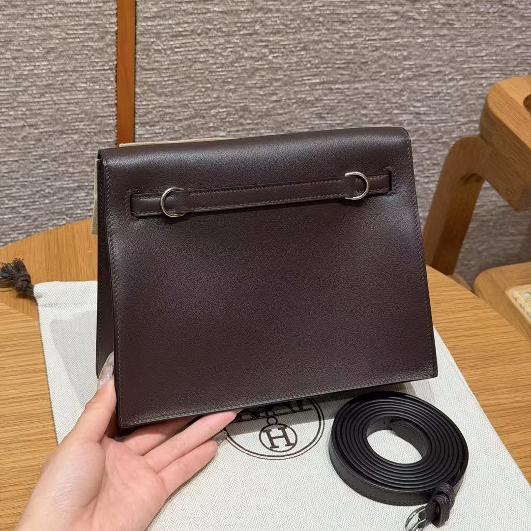 Hermes Kelly Danse 22 Bag Handmade In Swift Calfskin Leather Silver Hardware 0G Rouga Seller - Image 2
