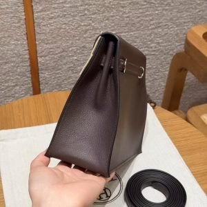 Hermes Kelly Danse 22 Bag Handmade In Swift Calfskin Leather Silver Hardware 0G Rouga Seller - Image 23
