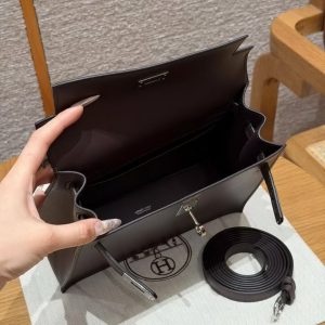 Hermes Kelly Danse 22 Bag Handmade In Swift Calfskin Leather Silver Hardware 0G Rouga Seller - Image 21