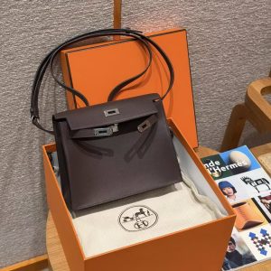 Hermes Kelly Danse 22 Bag Handmade In Swift Calfskin Leather Silver Hardware 0G Rouga Seller - Image 17