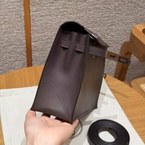Hermes Kelly Danse 22 Bag Handmade In Swift Calfskin Leather Silver Hardware 0G Rouga Seller - Image 15