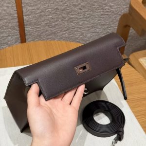 Hermes Kelly Danse 22 Bag Handmade In Swift Calfskin Leather Silver Hardware 0G Rouga Seller - Image 14