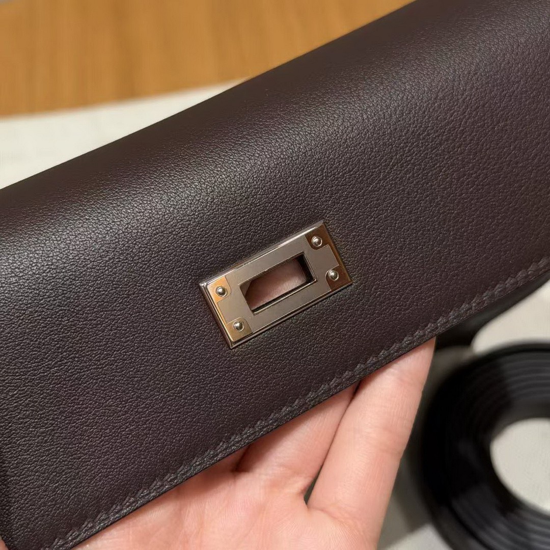 Hermes Kelly Danse 22 Bag Handmade In Swift Calfskin Leather Silver Hardware 0G Rouga Seller - Image 13