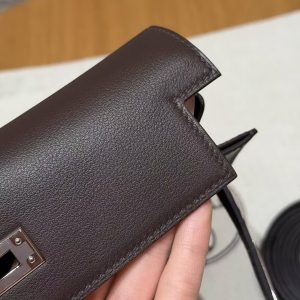 Hermes Kelly Danse 22 Bag Handmade In Swift Calfskin Leather Silver Hardware 0G Rouga Seller - Image 12