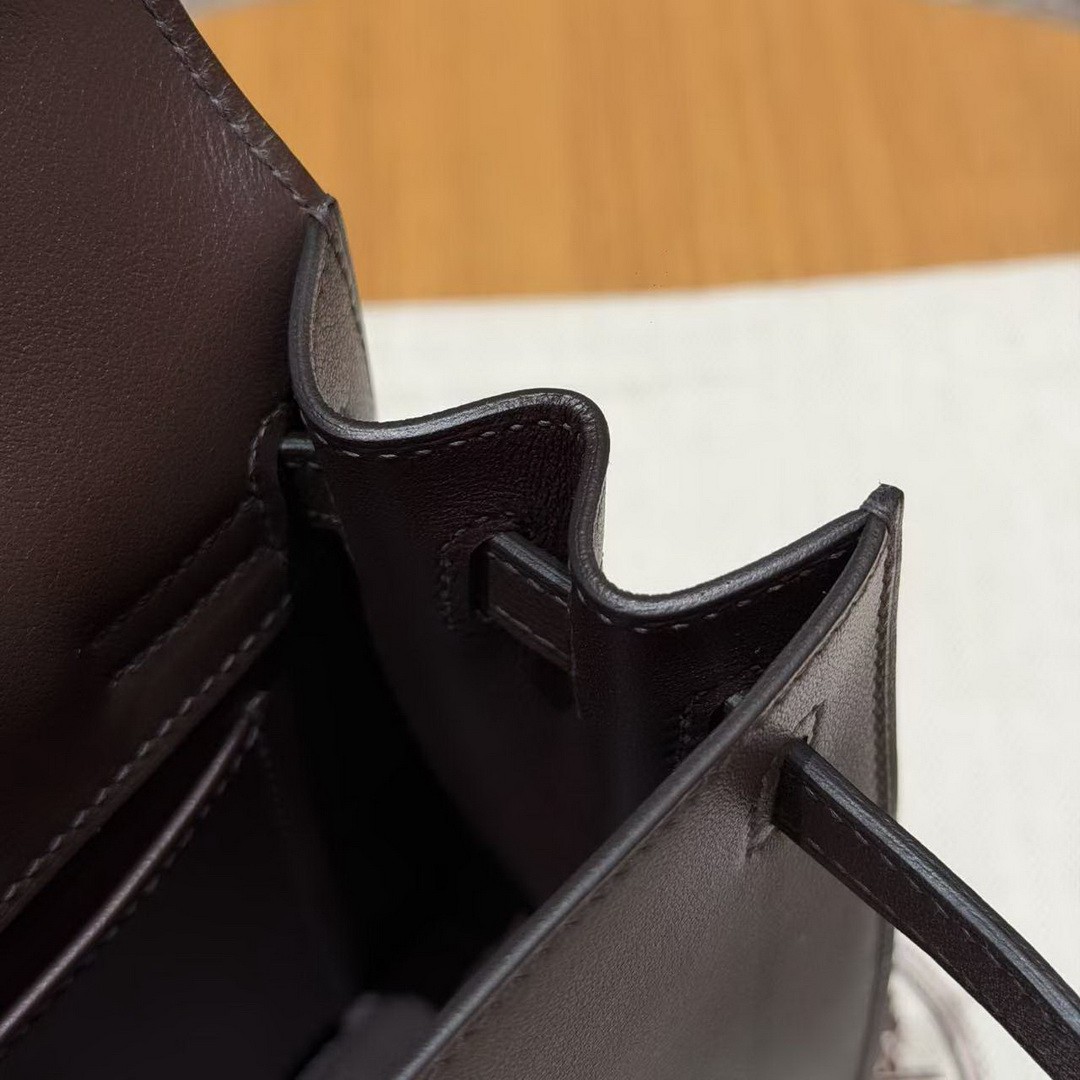 Hermes Kelly Danse 22 Bag Handmade In Swift Calfskin Leather Silver Hardware 0G Rouga Seller - Image 11