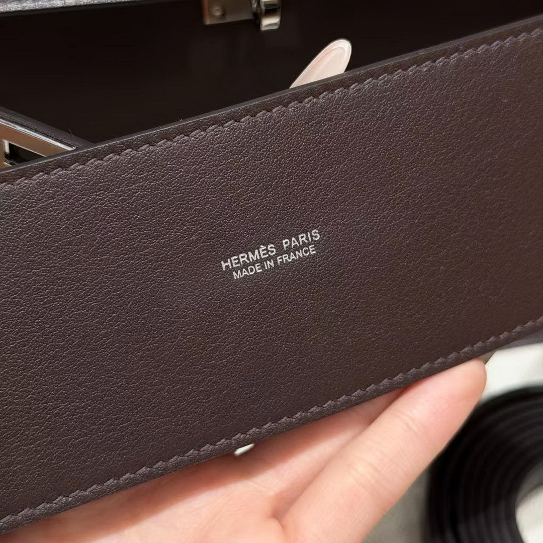 Hermes Kelly Danse 22 Bag Handmade In Swift Calfskin Leather Silver Hardware 0G Rouga Seller - Image 10