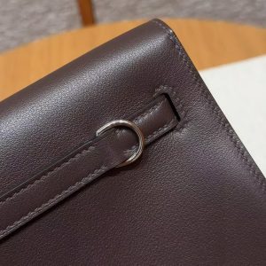 Hermes Kelly Danse 22 Bag Handmade In Swift Calfskin Leather Silver Hardware 0G Rouga Seller - Image 7