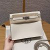 Hermes Kelly Danse 22 Bag Handmade In Swift Calfskin Leather Silver Hardware 10 Craie