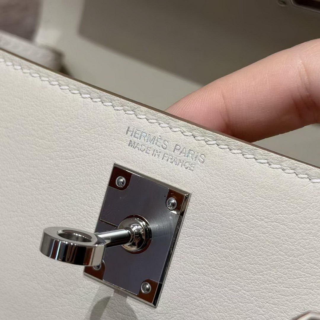 Hermes Kelly Danse 22 Bag Handmade In Swift Calfskin Leather Silver Hardware 10 Craie - Image 16
