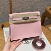Hermes Kelly Danse 22 Bag Handmade In Swift Calfskin Leather Silver Hardware 3q Rose Sakura